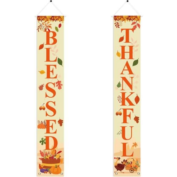 Pumpkin Maple Leaves Welcome Sign for Home Farmhouse Decor 70 x 12 Inch - Picture 11 of 14